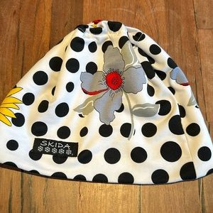 Skida Alpine White Floral Polka Dot Beanie Hat